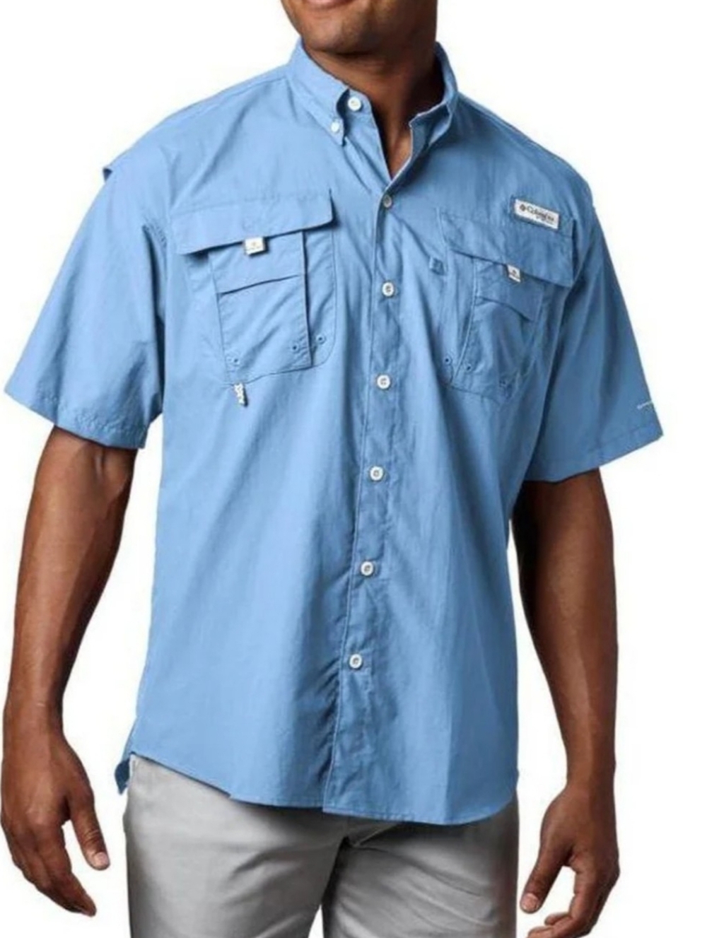 Columbia PFG Shirt Men’s 3XT Big & Tall Light Blue SS Fishing Button Down GUC